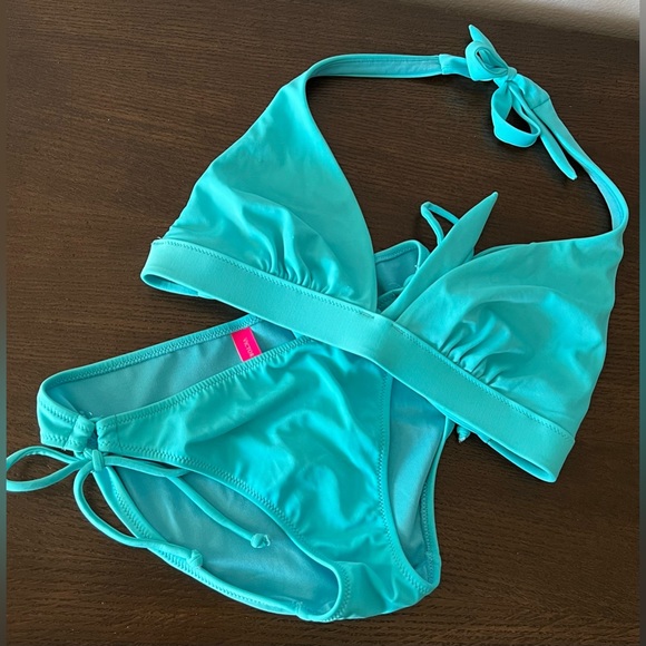 VICTORIA’S SECRET TURQUOISE COLOR BIKINI SET TOP M SIZE AND BOTTOM SMALL-SIZE - Picture 3 of 5